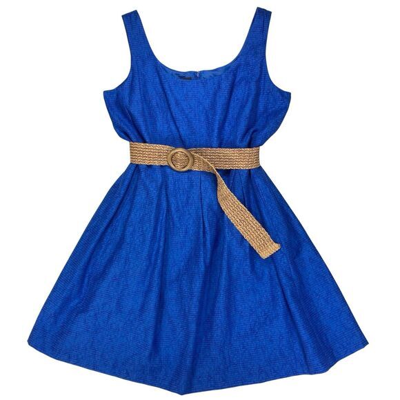 Nine West Dress Womens 16W Blue Belted Fit and Flare Western Cowboy Summer NEW - Picture 2 of 16